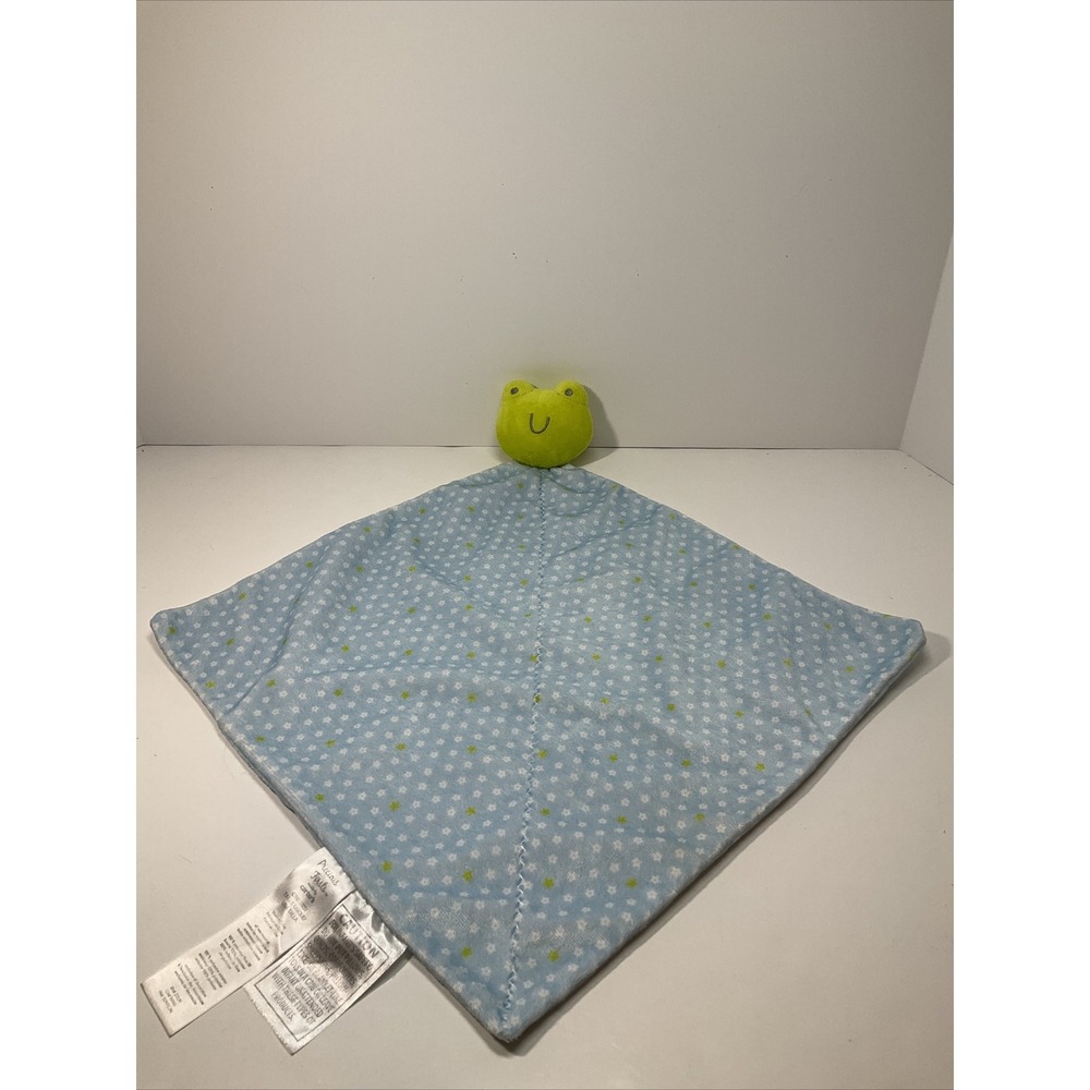 Carters Frog Security Blanket Lovey Blue & Green Rattle Stars Precious‎ Firsts